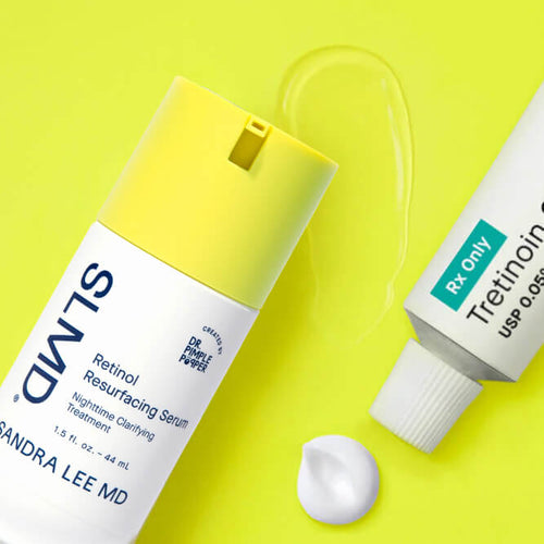 A photo of SLMD Retinol Resurfacing Serum and prescription tretinoin