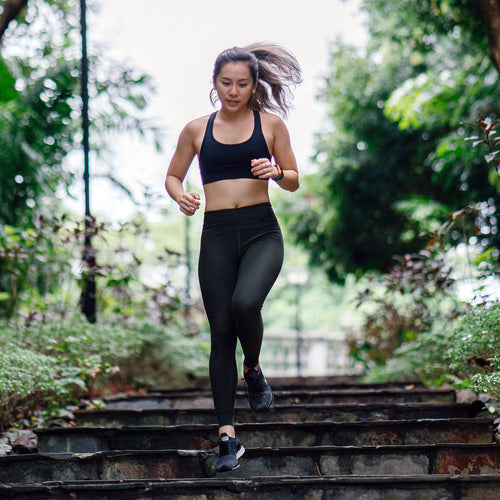A woman sweating from running