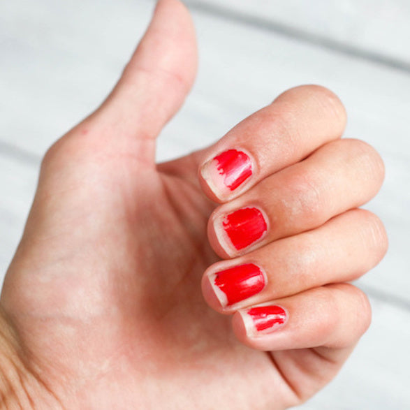 Peeling nail polish which can damage and weaken fingernails