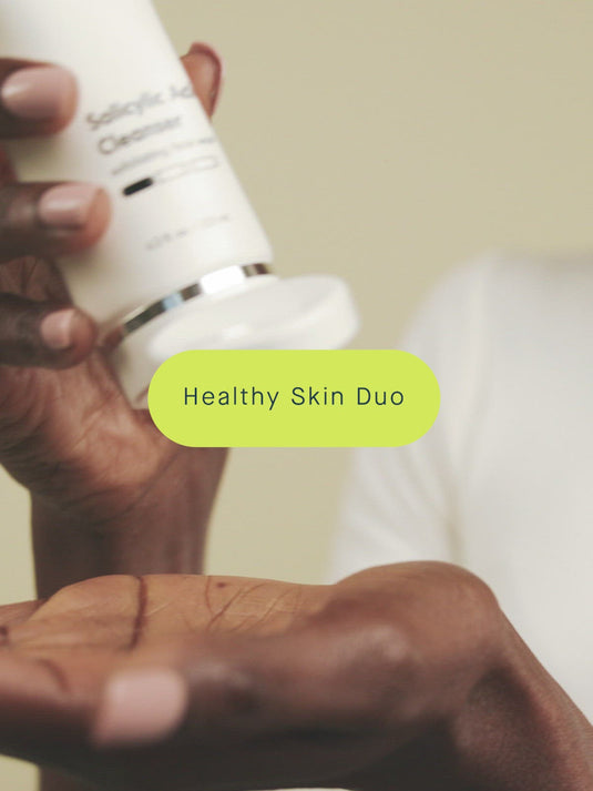 Video showing use and benefits of SLMD Healthy Skin Duo cleanser and moisturizing sunscreen